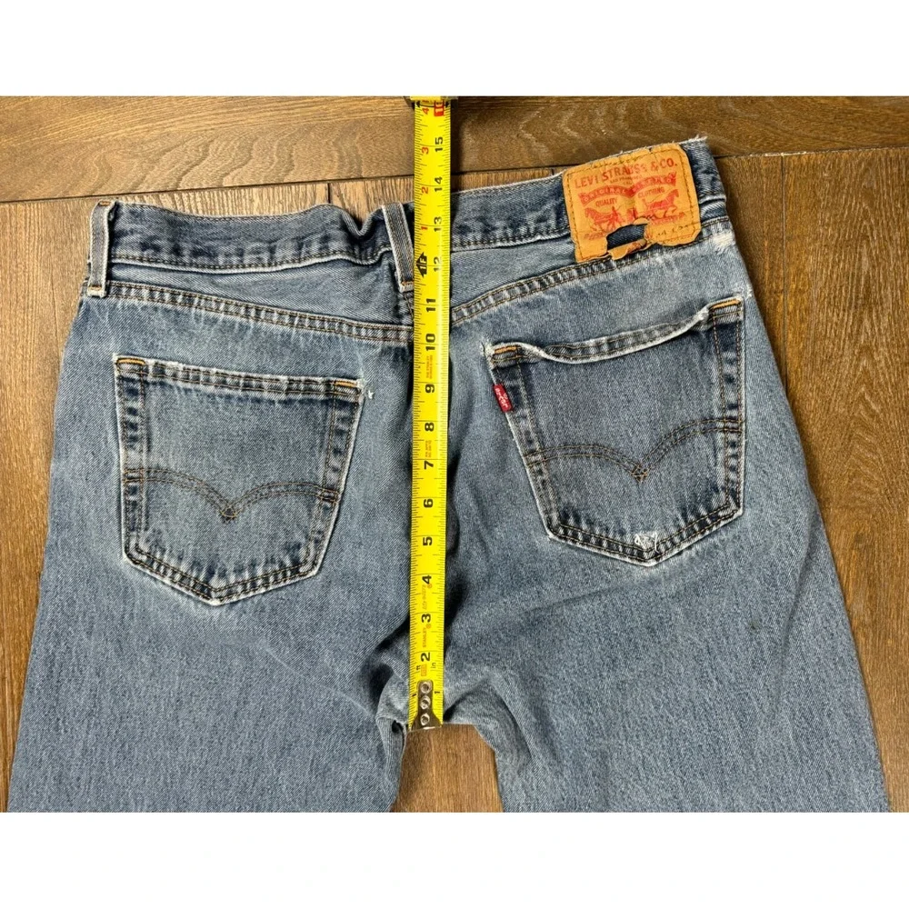 Classic Levi's 505 Distressed Men's 34x34 Light Blue Distressed Straight Leg